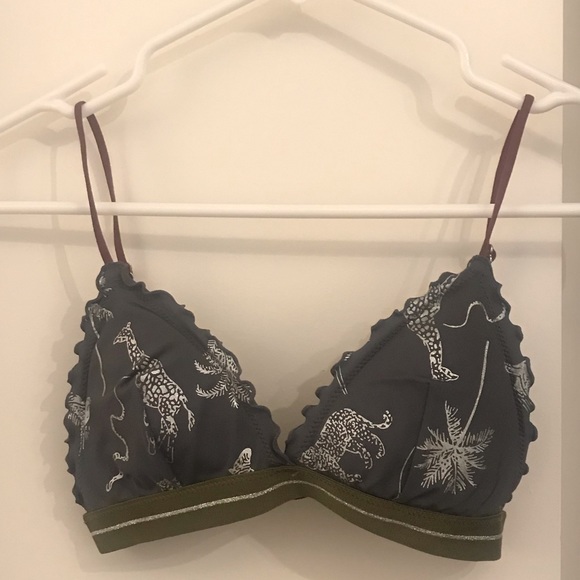 H&M- Grey/Green Printed Triangle Bikini Top - Picture 1 of 4